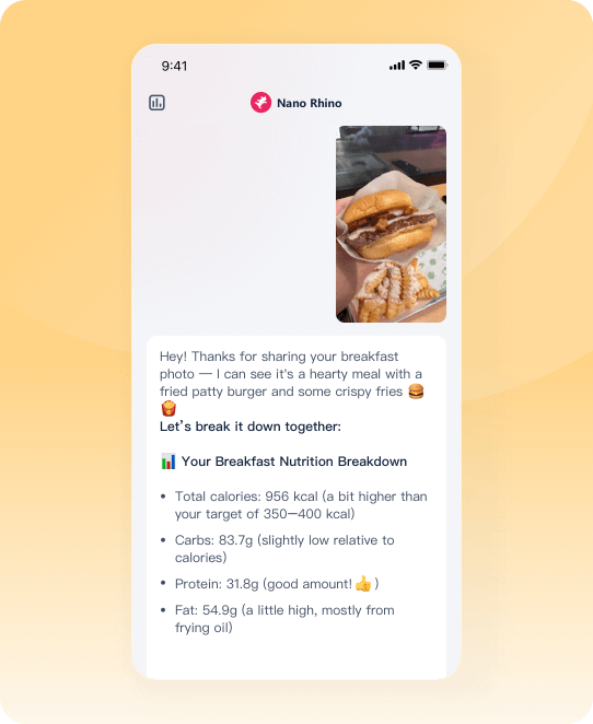 NanoRhino Analyze Meal Calories
